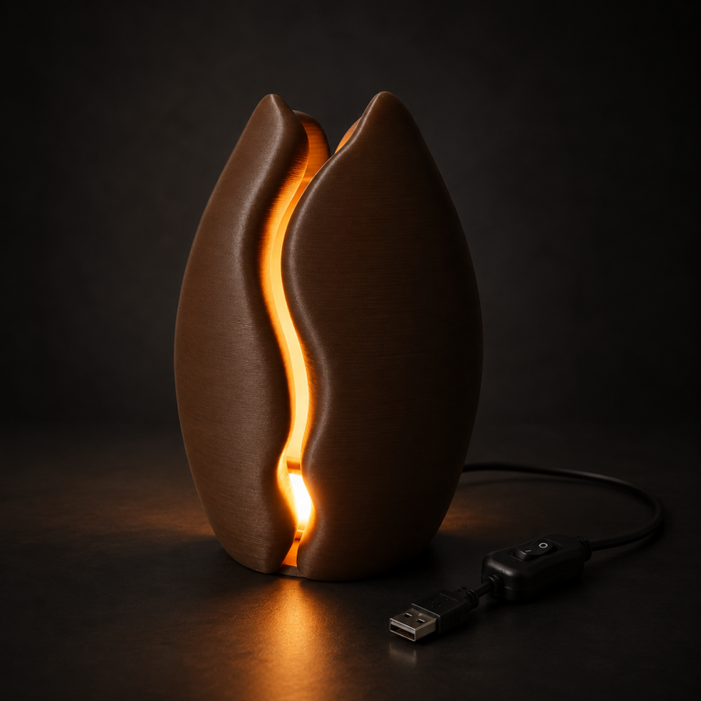 Aura Coffee Bean Lamp – 3D Printed LED Light | Coffee Shop Decor, Bedside Lamp & Gift Idea