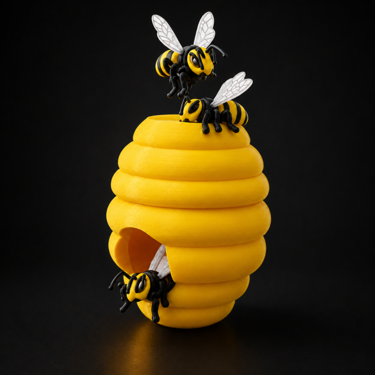 Beehive with Bees | Vibrant decorative Beehive - 3D Print